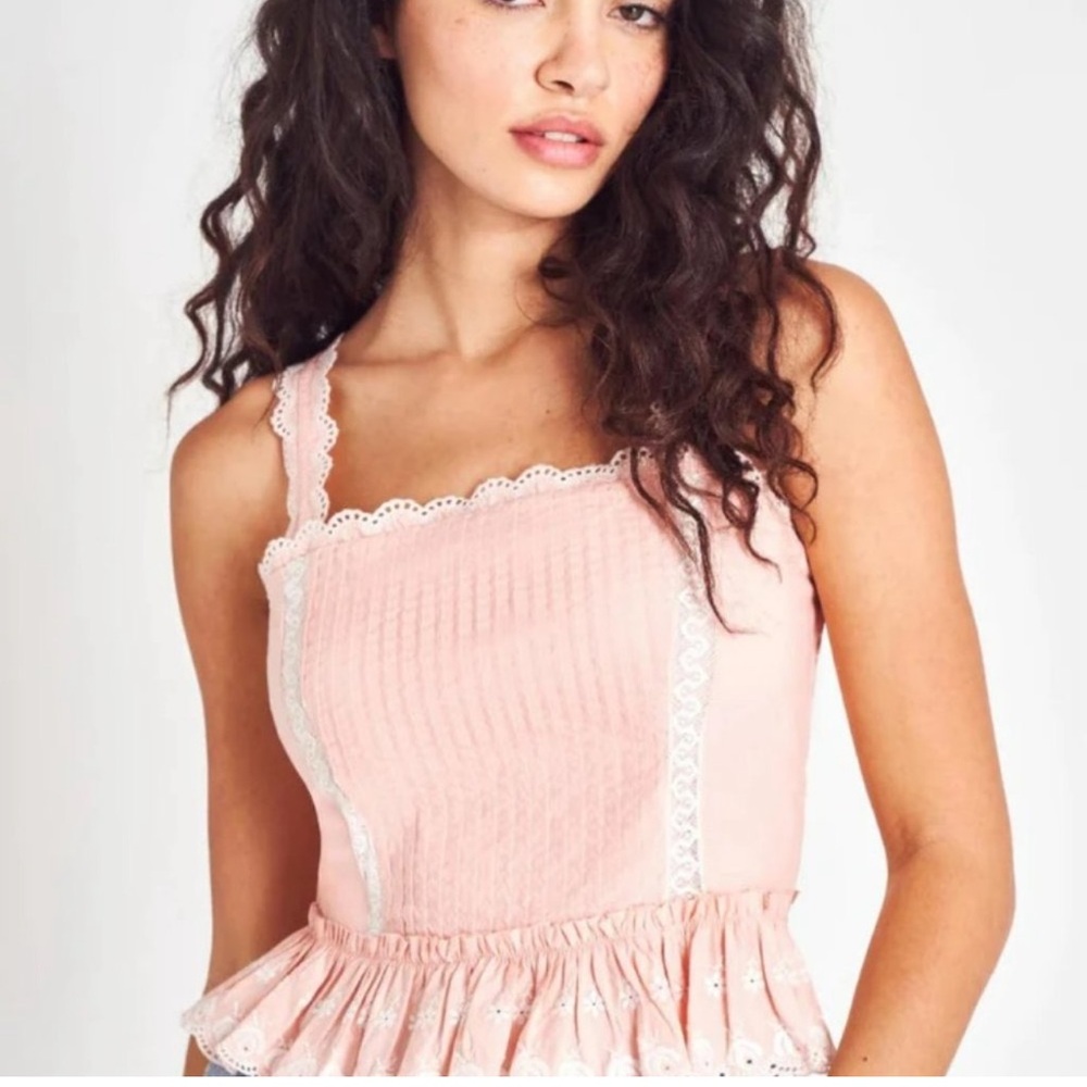 NWT LoveShackFancy Skipper Bustier Bubble Bath Pink Tank Top Sz 8